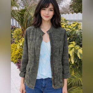 Sanctuary Olive Green Utility Jacket with Front Pockets